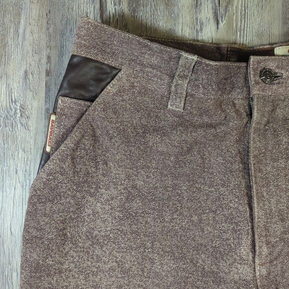 89 Davoucci Mens Loose Fit Heavy Duty Leather Jean Pant 34 X 34 Brown Vintage - Picture 7 of 16